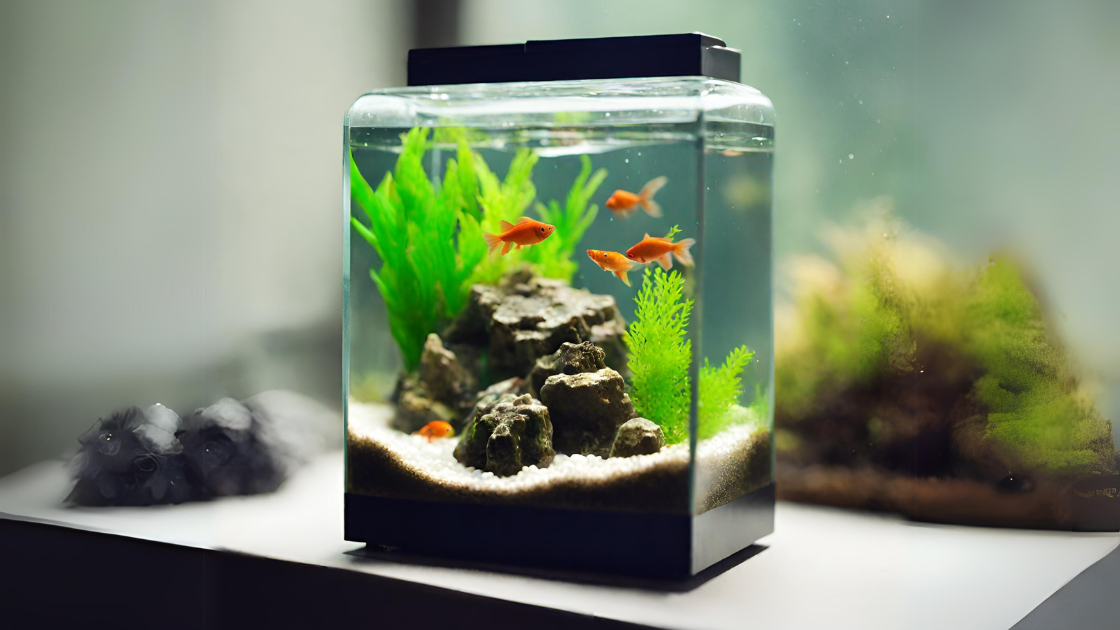 Small nano fish tank with small fish