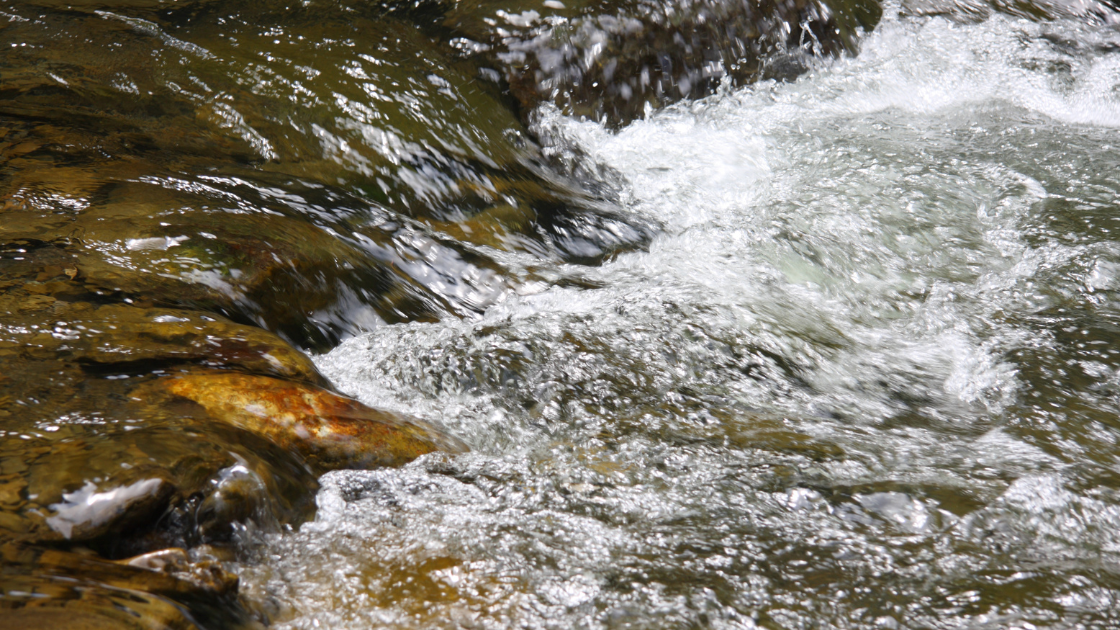 Psychological benefits of the water sounds of a babbling brook. 