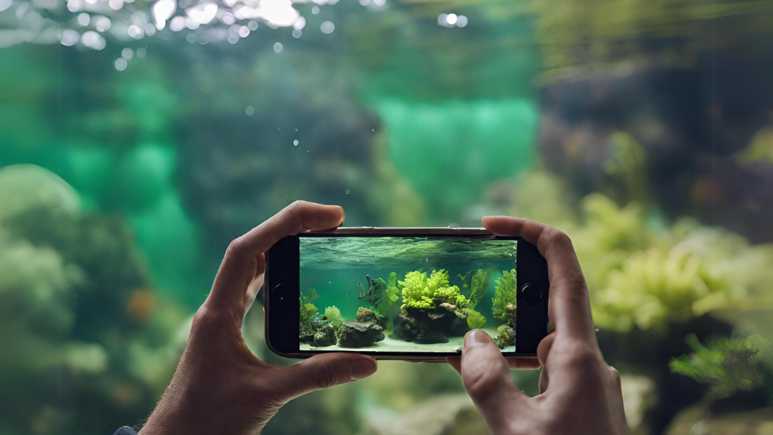 Taking a picture of aquarium before moving it.